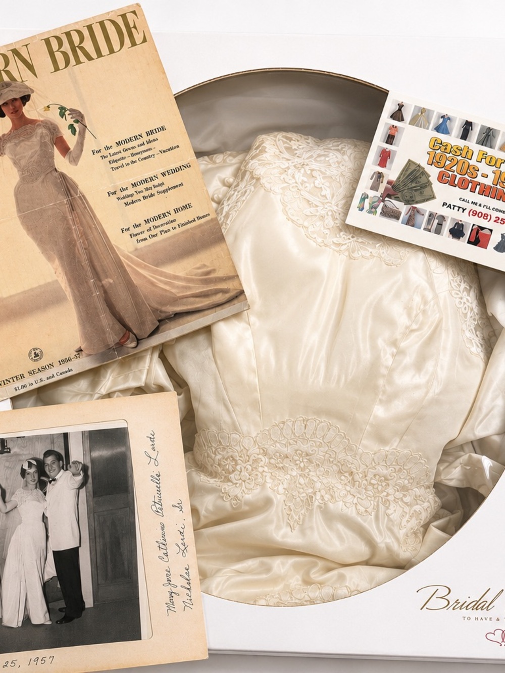 1957 Vintage Wedding Dress Time Capsule – Original Keepsake Collection
